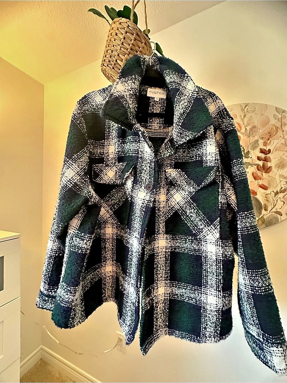 mySTYLE Plaid Jacket in Green & Black Size 3X Like New